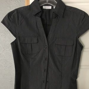 Buttoned down cap sleeve collared shirt